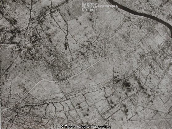 Houplines British and German Trenches on left company's Front River Lys, Hobbs and Edmeads Farms 1st Jan 1918 (1918, Aerial Reconnaissance, British, France, German, Houplines, Lys, No Man's Land, Nord-Pas de Calais, Trench, WW1)