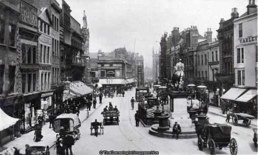 Hull Market Place 1907 (1907, Coach and Horses, England, handcart, Hull, Market Place, Wagon, Yorkshire)