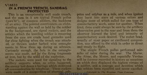 In a French Trench Sandbag Protected Showing Dart Bombs (3d, French, Handgrenade, Poilu, Signal Rocket, Soldiers, Trench, WW1)
