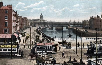 Ireland Dublin O'Connell Bridge River Liffey 1900s (Bridge, C1900, Dublin, Ireland, Liffey, O'Connell Bridge)
