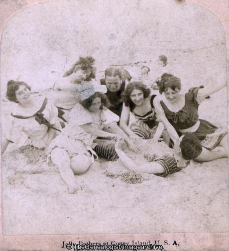Jolly Bathers Coney Island 1897 (1897, 3d, Beach, Coney Island, Coney Island Beach, New York State, Social, U.S.A.)