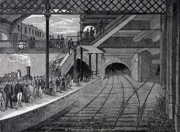 Kings Cross Underground Station in 1868 (Kings Cross Station, Kings Cross Underground Station, London, Railway, Train)