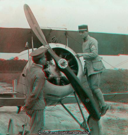 Lieut LeMaitre French Aviation Forces Explaining Nieuport Airplane Fortress Monroe Virginia (3d, Biplane, C1917, Fort Monroe, hampton, Nieuport 17, U.S.A., Virginia, WW1)