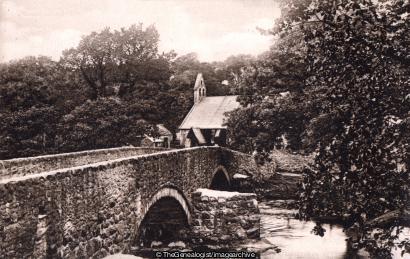 Llanystumdwy Bridge and Church Nr Criccieth (Afon Dwyfor, Bridge, Carnarvonshire, Church, Church In Wales, Llanystumdwy, River, St John the Baptist, Wales)