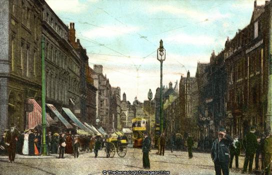Lord Street, Liverpool (England, handcart, Lancashire, Liverpool, Lord Street, tram)