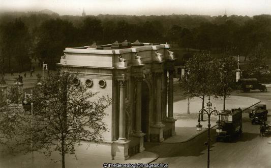 Marble Arch, Hyde Park, London (Bus, C1920, Car, England, Horse and Carriage, Hyde Park, London, Marble Arch)