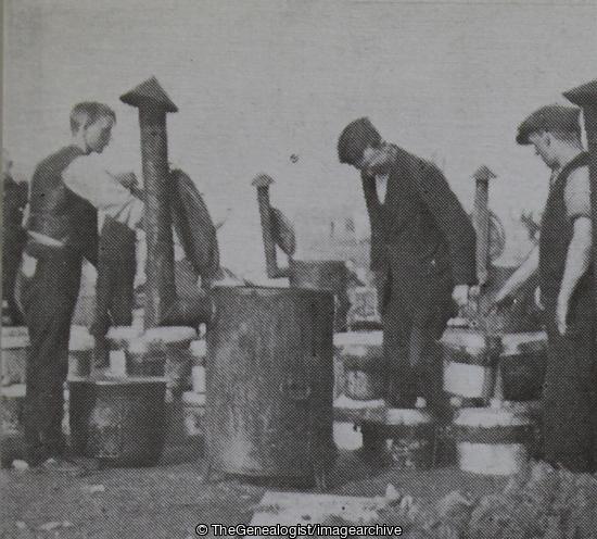 More phases of Camp life at Gailes Field Kitchens (16th Battalion, Ayrshire, Camp, Field Kitchen, Gailes, Highland Light Infantry, Scotland, Stove, WW1)