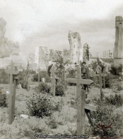 No. 18 - Old Church, Nieuport (3d, Belgium, C1919, Church, Cross, Graveyard, Nieuport, Nieuwpoort, Ruins, West Flanders, WW1)