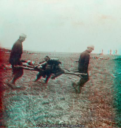 Picking Up the Severly Wounded from among the Dead Battlefield Scene France (3d, C1917, France, Stretcher, Stretcher Bearer, Wounded, WW1)