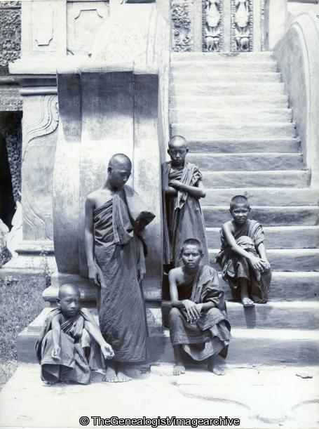 Priests of the Queens Golden Kyaung Burma (buddhist Priest, Burma, C1890, Monastery, Monastry, Queens Golden Kyaung, Shwe Nandaw Kyaung)
