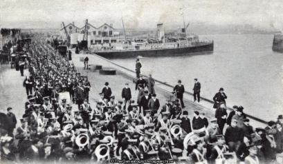 Return of the troops to Jersey 1905 (1905, C1900, Channel Islands, East Surrey Regiment, Jersey, Military Band, Regiment, St Helier, Steamer)