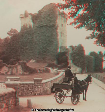 Ross Castle and Irish Jaunting Car Ireland (3d, Horse and Trap, Ireland, Jaunting car, Kerry, Kilarney, Ross Castle, vehicle)