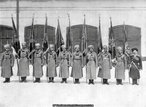 Russian Soldiers with the Nine Turkish Banners captured at Erzerum (Erzerum, Russian, Soldiers, WWI)