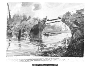Sapper Jack repairing a bridge under heavy fire (5th Field Company, Royal Engineers, Sapper A Jack, WW1)