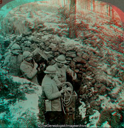 Setting Up Large Searchlight in Advance Lines Knowles St West HartlepoolSector (3d, Alsace, C1917, Forest, France, Searchlight, Trench, Vosges, WW1)
