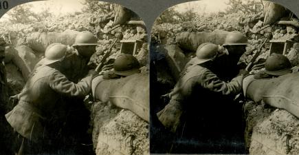 Sharpshooters in Protected Position near Enemy Lines (3d, C1917, French, rifle, Sniper, Soldiers, Trench, WW1)