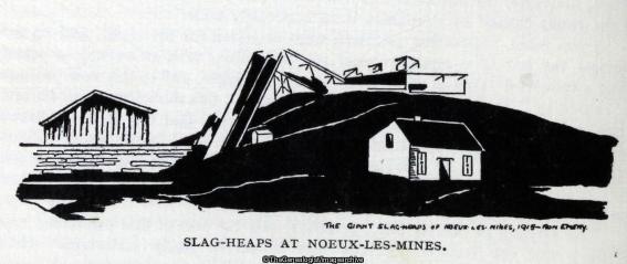 Slag heaps at Noeux Les Mines (6th Battalion, Bethune, Cast Iron Sixth, City of London Rifles, Coal Mine, Drawing, France, London Regiment, Noeux Les Mines, Nord-Pas de Calais, Slag Heap, WW1)