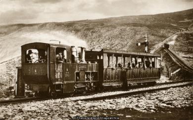 Snowdon Train at Clogwyn Station (Clogwyn Station, Mountain, Narrow Gauge Railway, Railway, Snowdon, Snowdon Mountain Railway, Train, tram, Wales)