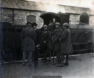 Soldiers at Fermoy Train station 1921 (1921, Fermoy, Railway Station, rifle, Soldiers, steam engine, Strike)