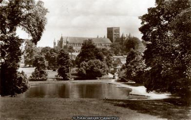 St Albans Abbey and Lake (Abbey, England, Hertfordshire, lake, St Albans, St Albans Cathedral)