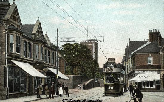 Stow Hill, Newport, Monmouthshire (bicycle, Cathedral, Monmouthshire, Newport, Newport Cathedral, Stow Hill, tram, Wales)