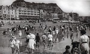 Sussex Hastings Beach 1908 (1908, Beach, England, Hastings, Hastings Beach, Social, Sussex)