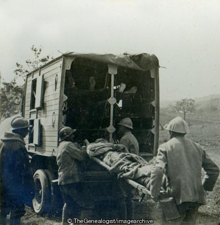 Taking Away the Wounded in Motor Ambulance Somme (3d, Ambulance, C1917, France, French, Geneva Conventions, Picardie, Red Cross, Soldiers, Somme, Stretcher, Stretcher Bearer, WW1)