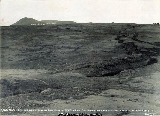 The Boer Trench on Brackfontein Right Across the Potgeitur Drift Ladysmith Road Boer War (Boer War, Brakfontein, C1900, Ladysmith, Natal, South Africa, Trench)