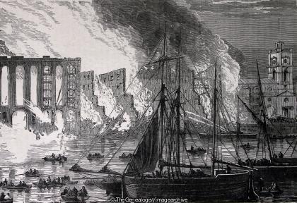 The Great Fire at Cotton's Wharf Tooley Street 1861 (Cotton's Wharf, Thames, The Great Fire, Tooley Street)
