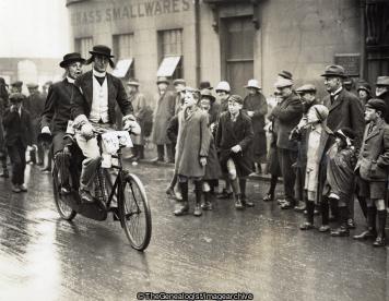 'The Heavenly Two' Two cyclists dressed as vicars on tandem (C1940, Children, Fancy dress, Red Cross, Tandem, Vicar)