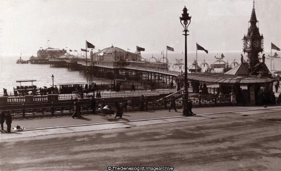 The Palace Pier Brighton 1912 (1/2d, 1912, 1912-05-20, Braeside 70 Putney Road, Brighton, Clayden Blasse, Clock Tower, Essex, Mrs, Pavilion, Pram, South Woodford, The Palace Pier)