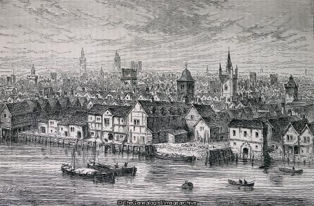 The Steel Yard and Neighbourhood in 1540 (Cannon Street, Cannon Street Station, London, Thames, The Steel Yard)