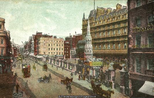 The Strand and Charing Cross Station, London (Bus, C1905, Car, Charing Cross, Horse and Carriage, London, Strand, Westminster)