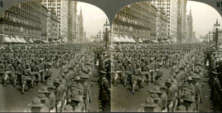 Thousands Marching Thousands Watching Our National Army Chicago Aug 4 1917 (1917, 3d, American, Chicago, Illinois, parade, Soldiers, U.S.A., WW1)