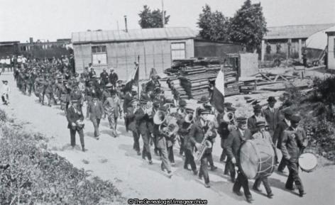 Unveiling of Memorial at Havrincourt on June 5th 1922 6 (1922, 6th Battalion, Bandsman, Colours, Drum, France, Havrincourt, Nord-Pas de Calais, Saxophone, Tuba, West Yorkshire)