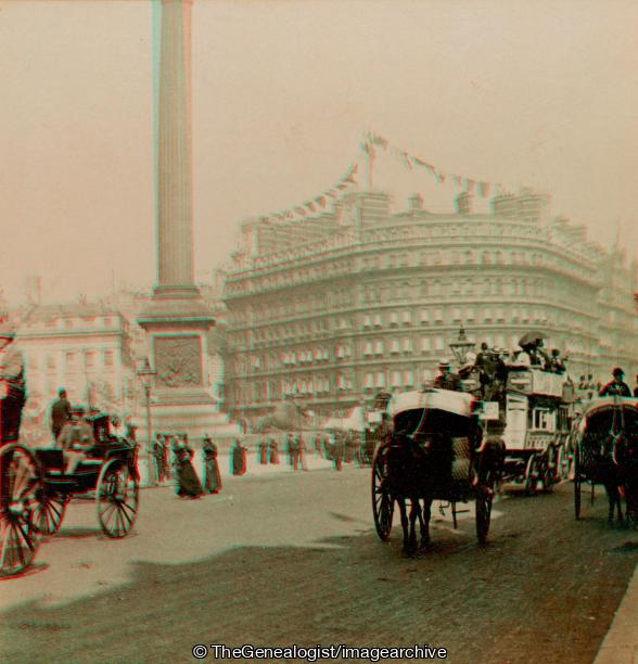 Victoria Hotel London (3d, Horse and Buggy, London, Nelsons Column, Trafalgar Square, Victoria Hotel)