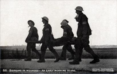 WW1 Bringing in wounded An early morning scene (Red Cross, Stretcher, Stretcher Bearer, Wounded, WW1)