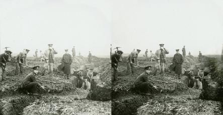 WWI - British Royal Engineers Constructing Second Line Trenches in Flanders (3d, engineer, Pickaxe, Regiment, Royal Engineers, Second Line, Shovel, Trench, WW1)