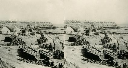 WWI - West Beach, Gallipoli Scene of British Landing and of Terrible Battles (3d, Ammunition Dump, Beach, boat, Cart, Gallipoli, Mule, Rations, Tent, Turkey, WW1)
